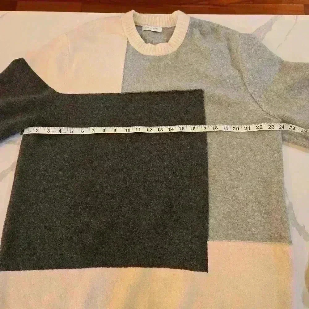 Calvin Klein Mens Relaxed Fit Color Block Crewneck Sweater Black Gray Size 2X